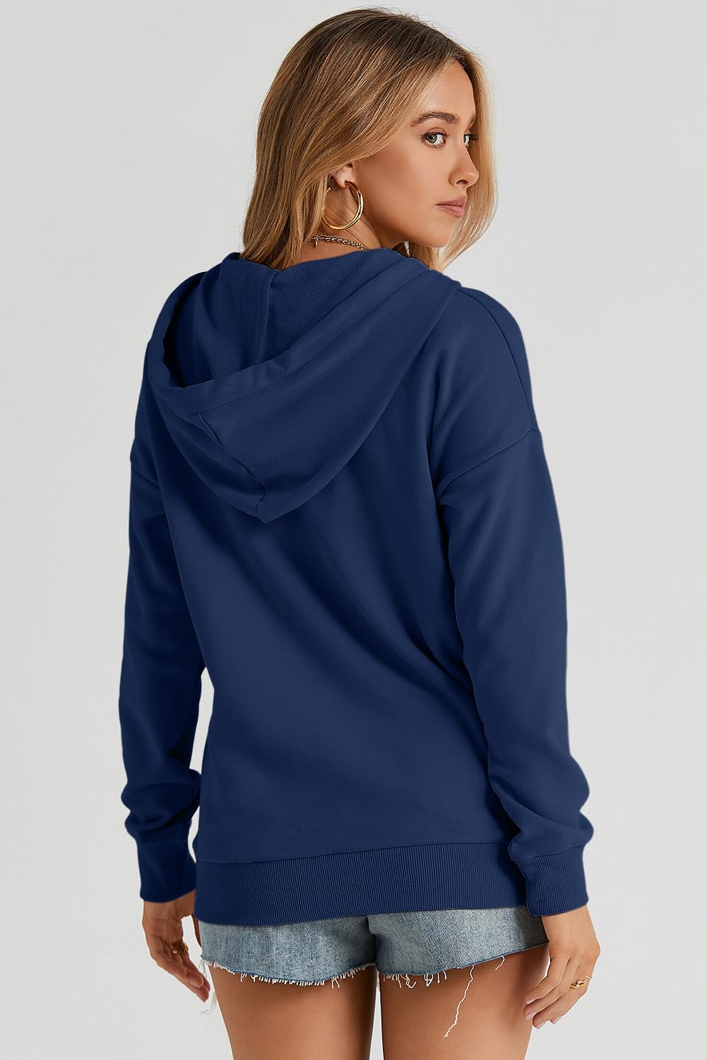 Dokotoo Hoodies for Women Button Collar Drawstring Sweatshirt Hooded Tops | Long Sleeve, Fleece Lined, Pullover Hoodie, Kangaroo Pocket, Fall Outfits Winter Clothes 2026, Casual Travel Workout Outdoor