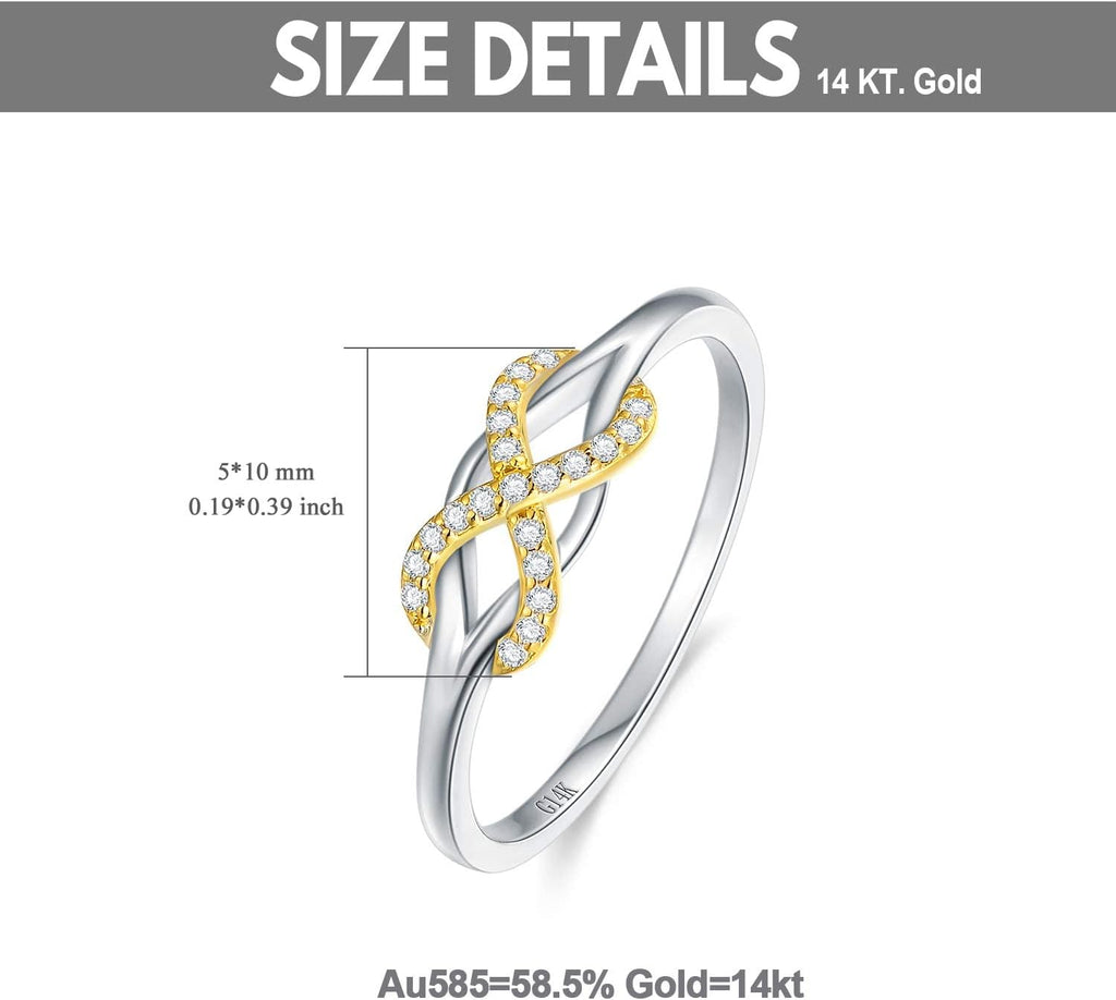 SISGEM Infinity Love Band Ring,14K Solid Gold Celtic Love Knot Symbol Natural Diamond Ring Forever Endless Promise Ring Anniversary Wedding Engagement Band for Women Size 5-11