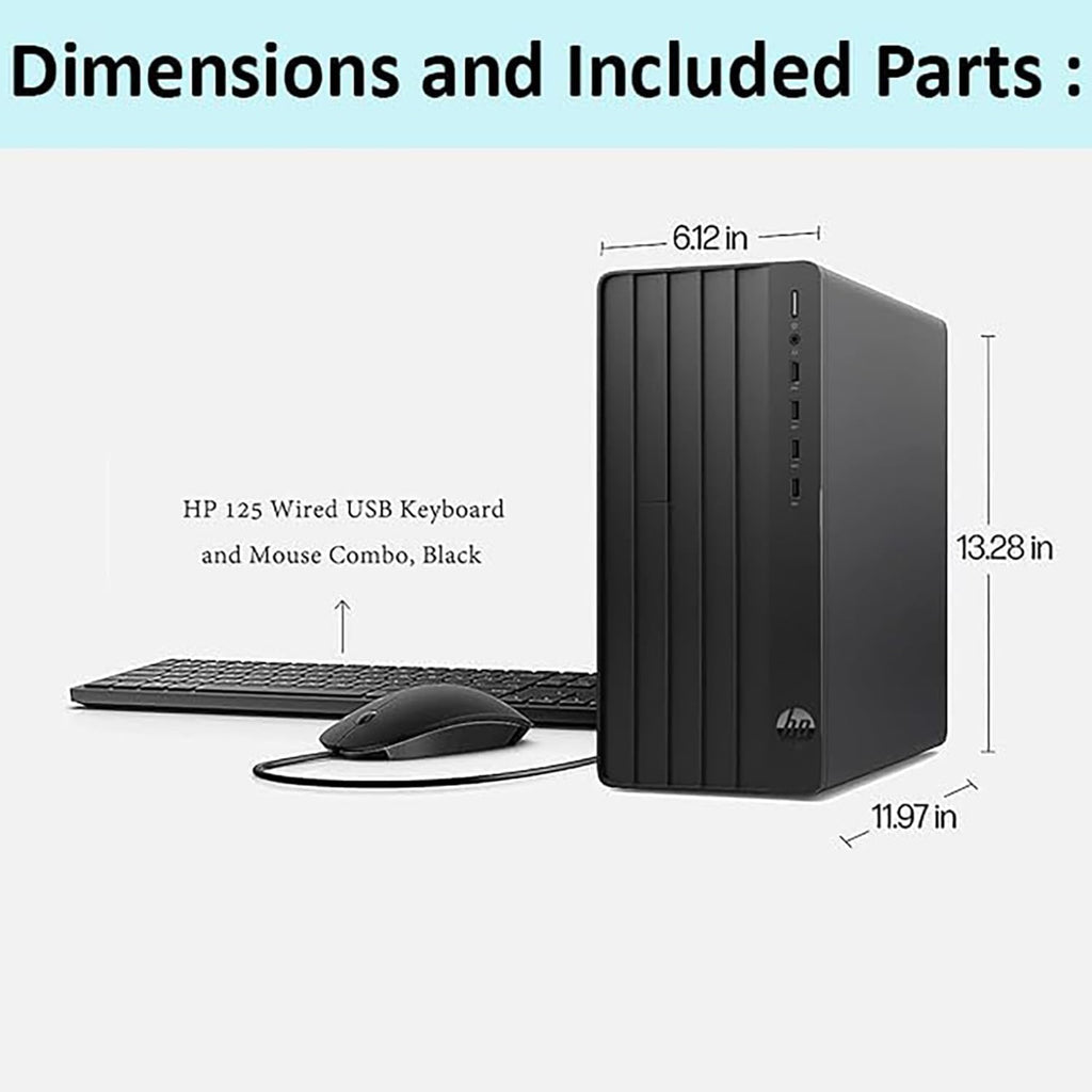 HP Pro Tower 290 G9 Business Desktop - 13th Gen Intel Core i3-13100 4.5GHz, 16GB RAM, 512GB NVMe SSD, Intel UHD 730, Multi-Port Connectivity, TPM Security, Compact Tower PC