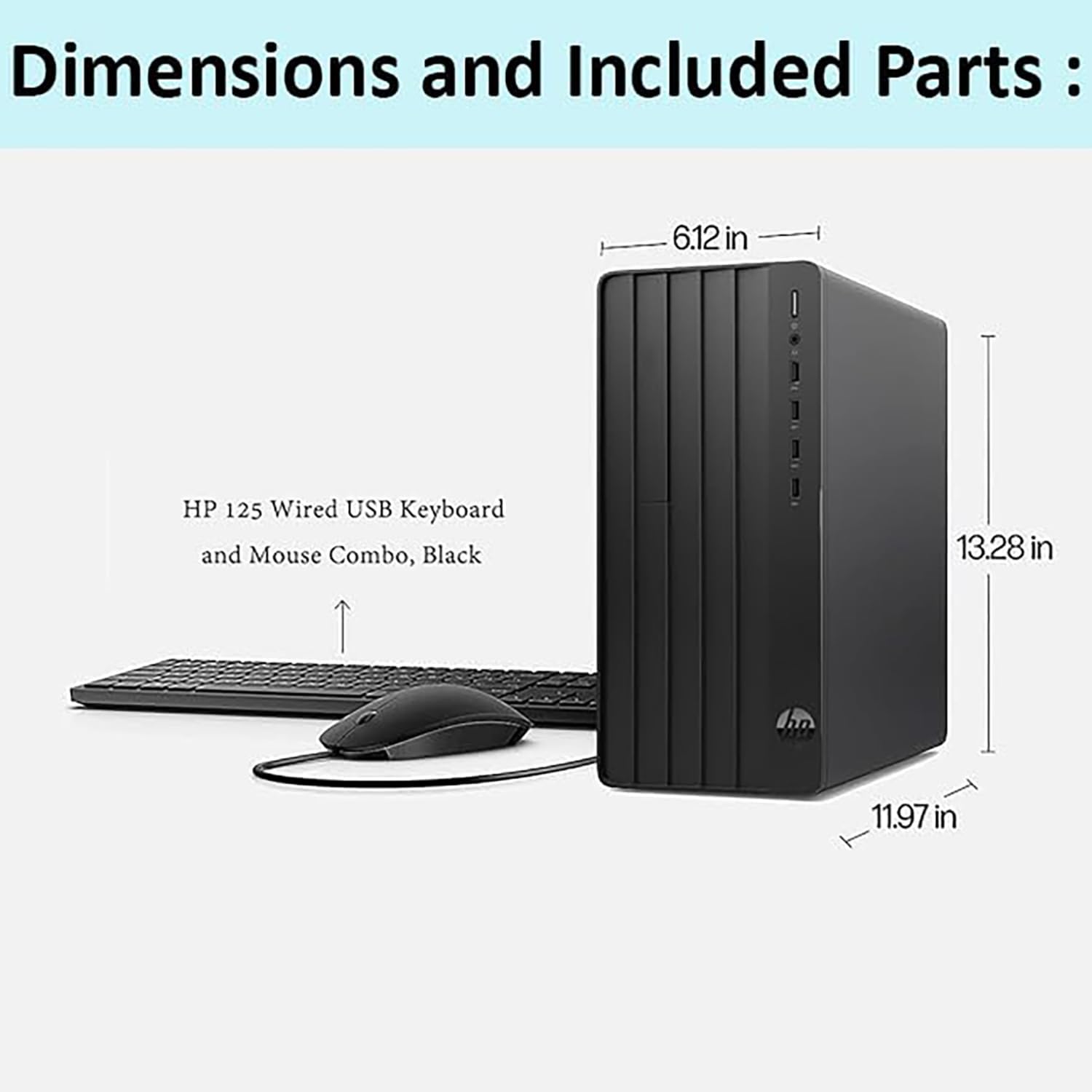 HP Pro Tower 290 G9 Business Desktop - 13th Gen Intel Core i3-13100 4.5GHz, 16GB RAM, 512GB NVMe SSD, Intel UHD 730, Multi-Port Connectivity, TPM Security, Compact Tower PC