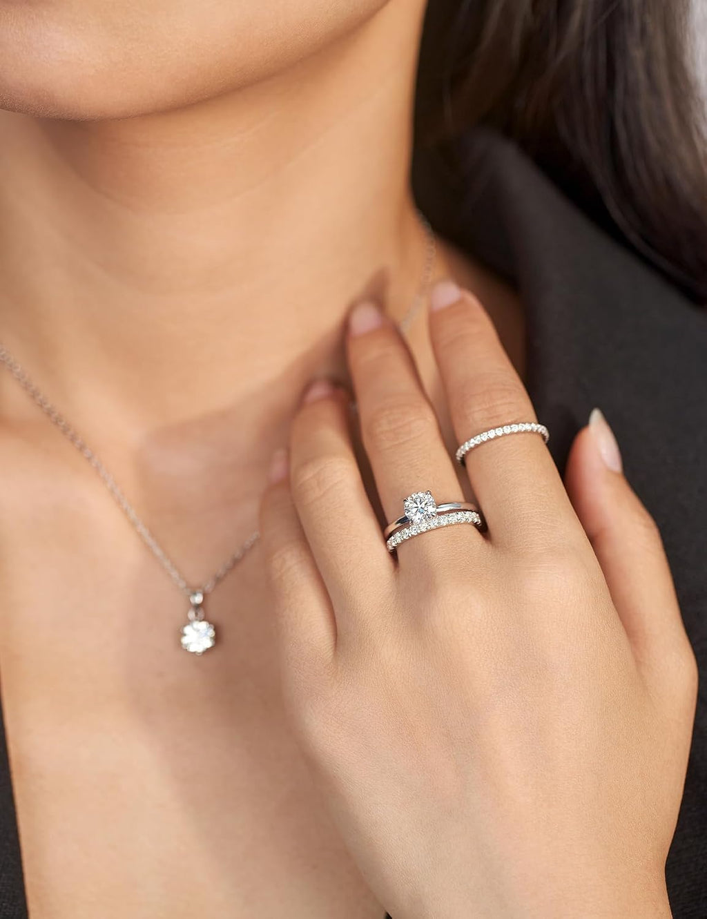 IMOLOVE Lab Grown Diamond Wedding Bands, 0.3-0.42 Carat, Eternity Rings in 18K White Gold & Sterling Silver Size 4-11