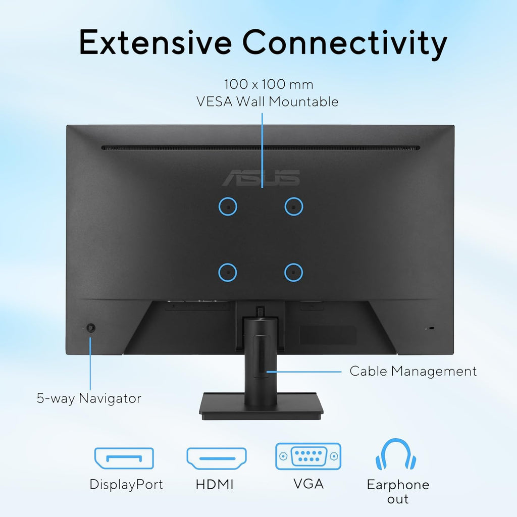 ASUS TUF 24" Gaming Monitor, FHD 1080p, Fast IPS, 240Hz, 0.3ms, AMD FreeSync Premium, G-SYNC Compatible, 99% sRGB, ELMB Sync, Eye Care, DisplayPort, HDMI, VESA Mount, Tilt Adjustment, Black