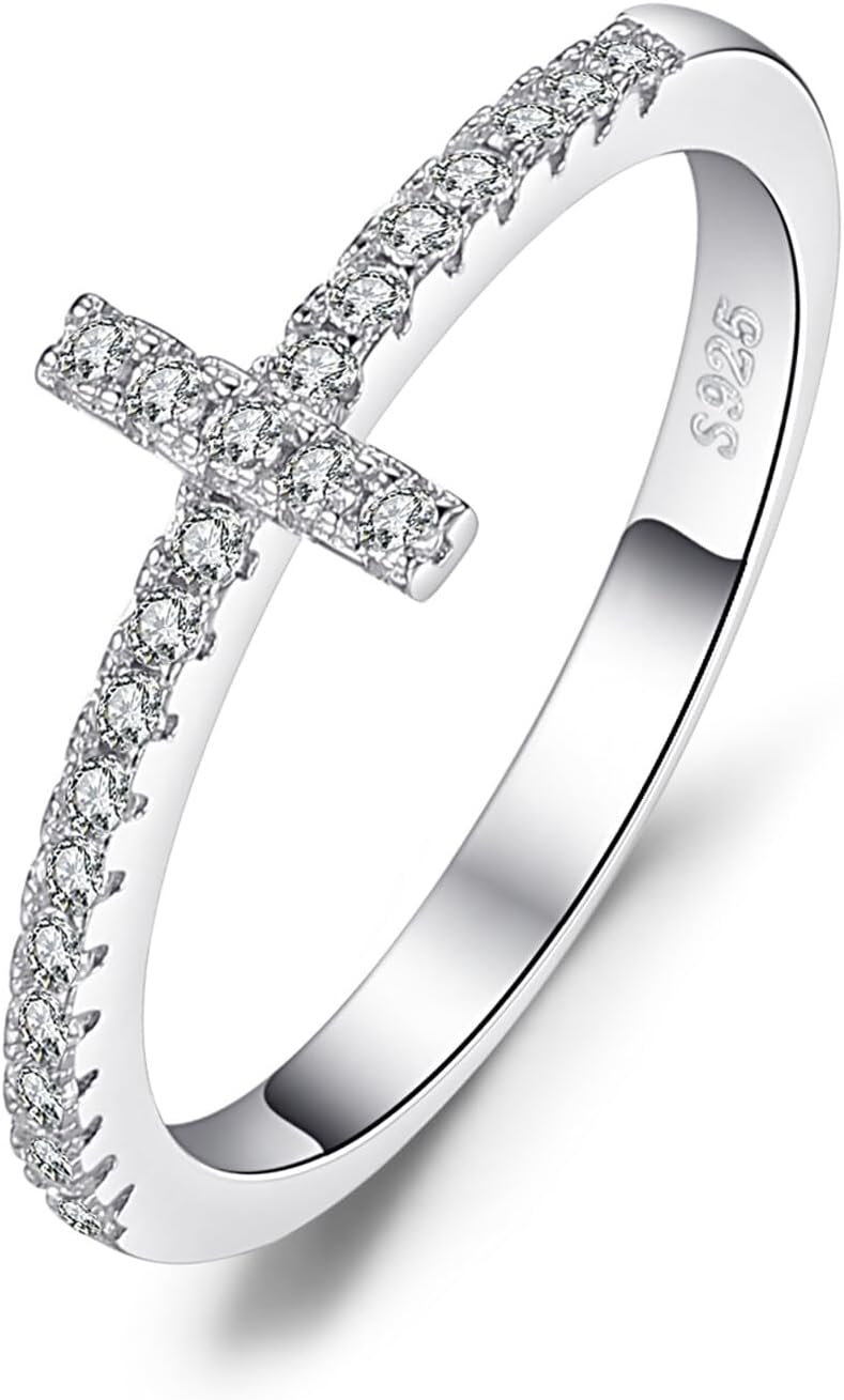 JewelryPalace 14k White Yellow Rose Gold Plated 925 Sterling Silver Rings for Women, Cubic Zirconia Promise Rings for Her, Stackable Wedding Bands Rings for Women Infinity Forever Love Knot Ring