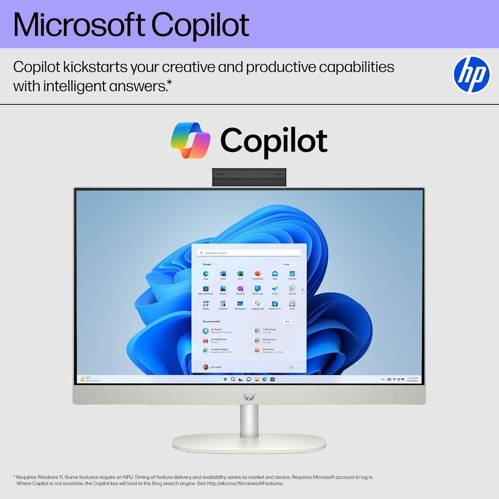HP 27 AIO Desktop Computer 27" FHD IPS Anti-Glare Touchscreen (99% sRGB) AMD 8-core Ryzen AI 7 350 (Up to 50 NPU Tops) 32GB RAM 2TB SSD for Creator Designer Business Professional Work Win11 ICP Hub