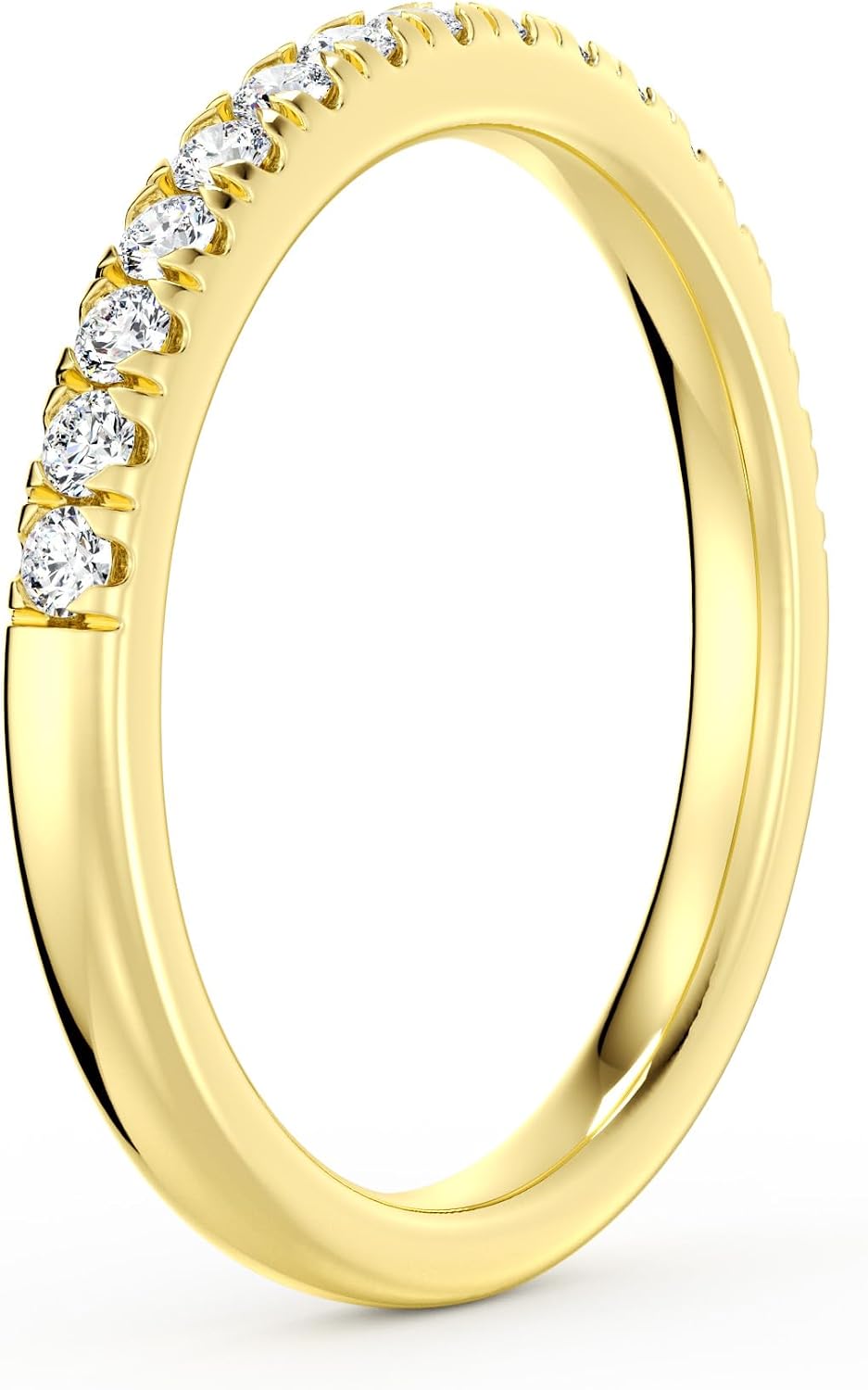 MSBLUE® 2.2MM Moissanite Wedding Eternity Ring | Rhodium Plated, Classic French Pave Band
