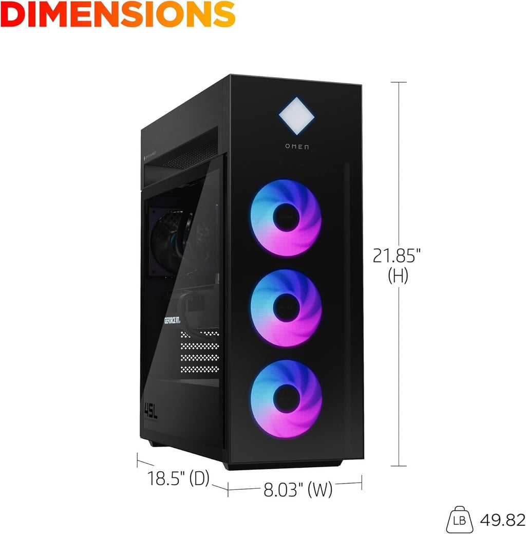 HP. OMEN 45L GT22 Gaming Desktop PC- Intel Core Ultra 9 285K up to 5.7 GHz Processor, 64GB DDR5 RAM, 2TB NVMe SSD, NVIDIA GeForce RTX 5070, Liquid Cooling, RGB Lighting, AI Copilot, Windows 11 Pro