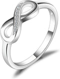JewelryPalace 14k White Yellow Rose Gold Plated 925 Sterling Silver Rings for Women, Cubic Zirconia Promise Rings for Her, Stackable Wedding Bands Rings for Women Infinity Forever Love Knot Ring