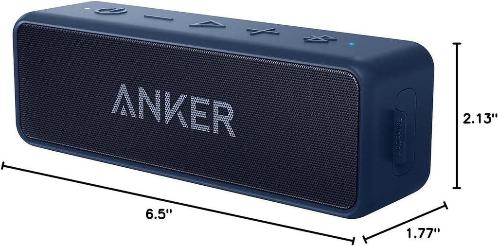 Anker soundcore 2 Portable Bluetooth Speaker, Stereo Sound, IPX7 | BassUp, 24H Playtime, Bluetooth 5, Wireless Speaker for Home, Outdoors, Travel