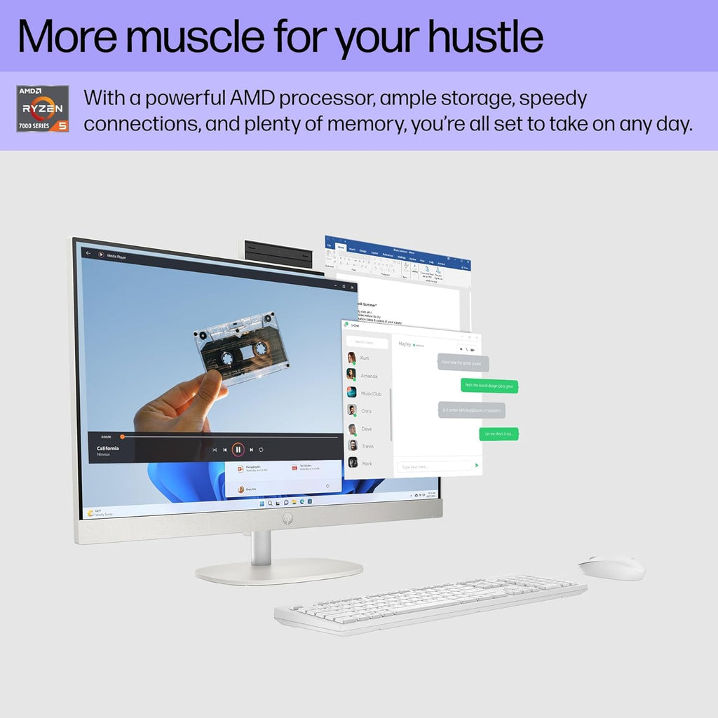 HP 27 AIO Desktop Computer 27" FHD IPS Anti-Glare Touchscreen (99% sRGB) AMD 8-core Ryzen AI 7 350 (Up to 50 NPU Tops) 32GB RAM 2TB SSD for Creator Designer Business Professional Work Win11 ICP Hub