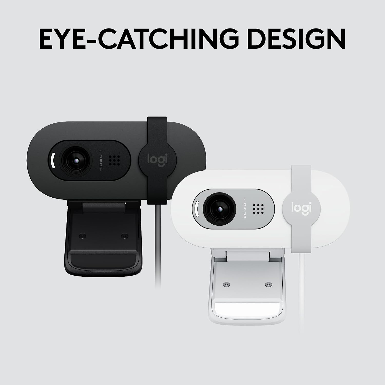 Logitech Brio 100 Full HD 1080p Webcam for Streaming and Meetings - White | 1080p with auto-light correction, built-in mic, privacy shutter, USB-A, compatible with Teams, Google Meet, Zoom and more