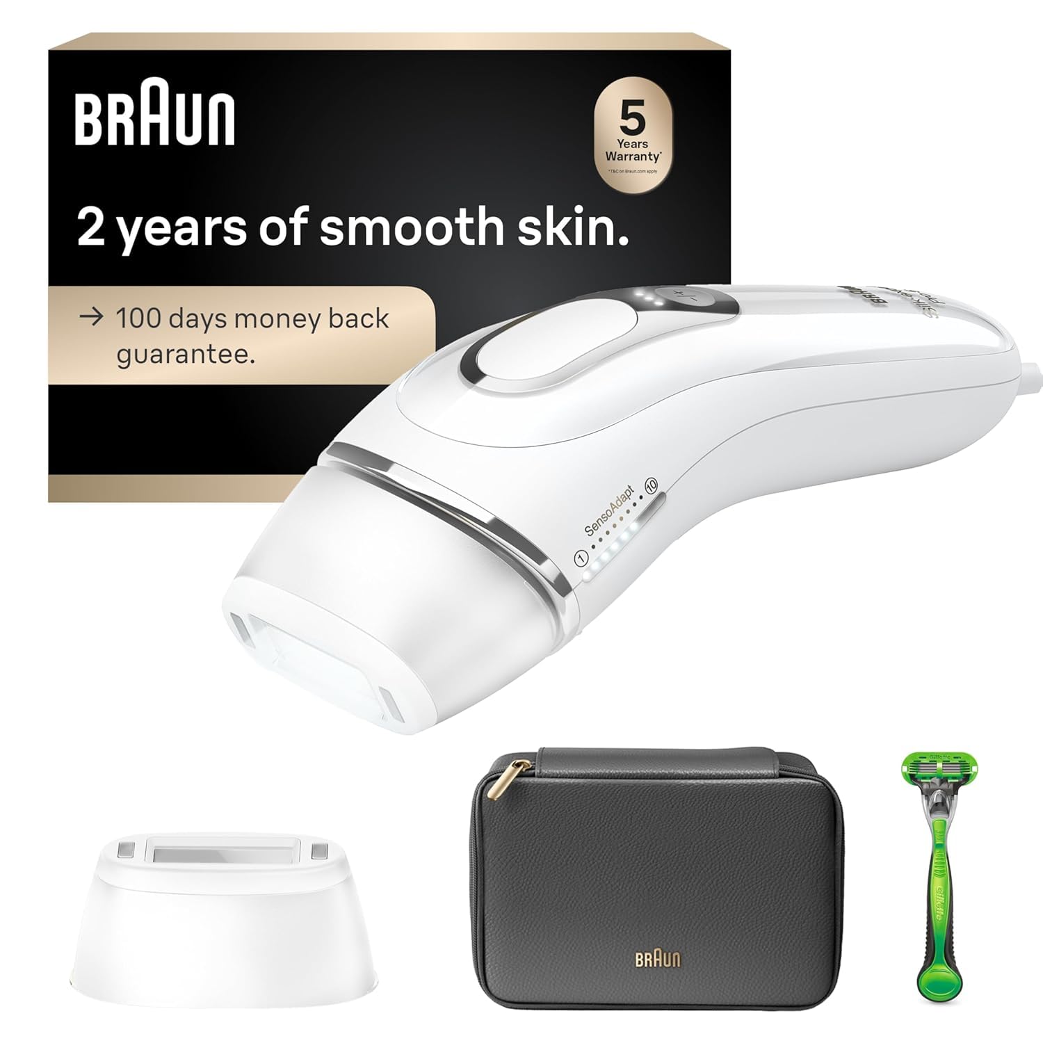 Braun IPL, Silk·Expert Pro 5, IPL Hair Removal for Women and Men, Permanent Laser Hair Reduction At-Home, 2 Heads, Pouch, IPL5137