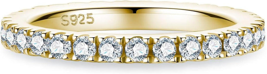 Bo.Dream Cubic Zirconia Eternity Rings Wedding Band 925 Sterling Silver