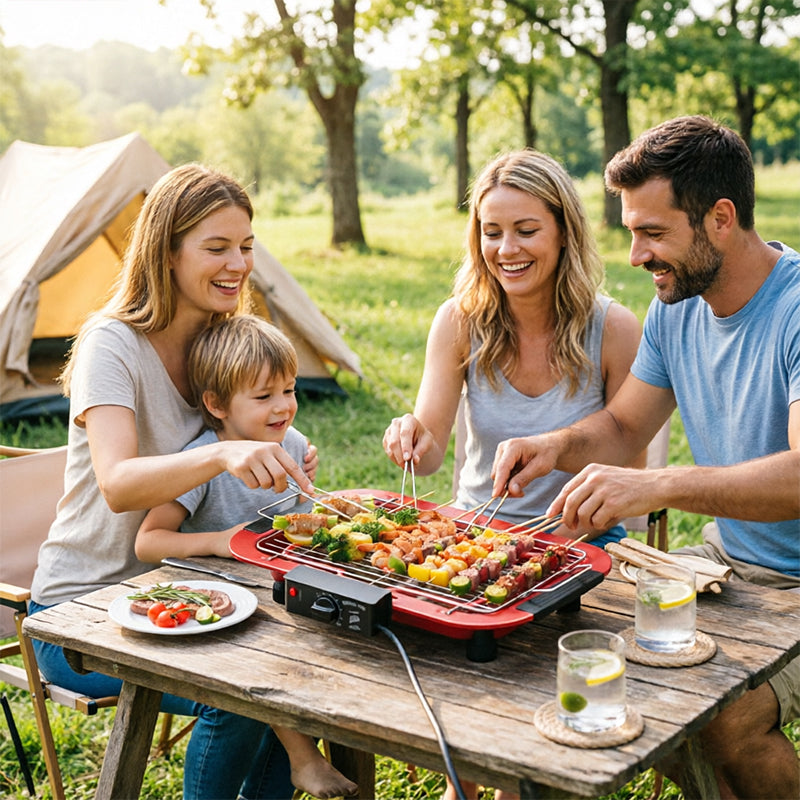 Portable Stainless Steel Electric Grill | 6 Heat Levels | Ideal for Indoor Cooking, Outdoor Camping & Home Parties