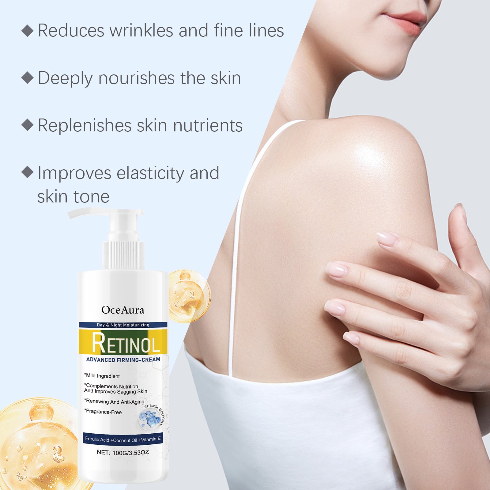 OceAura Firming Light Line Cream Reduces Fine Lines, Moisturizes Skin, Rejuvenates Skin, And Balances Skin Tone Body Lotion