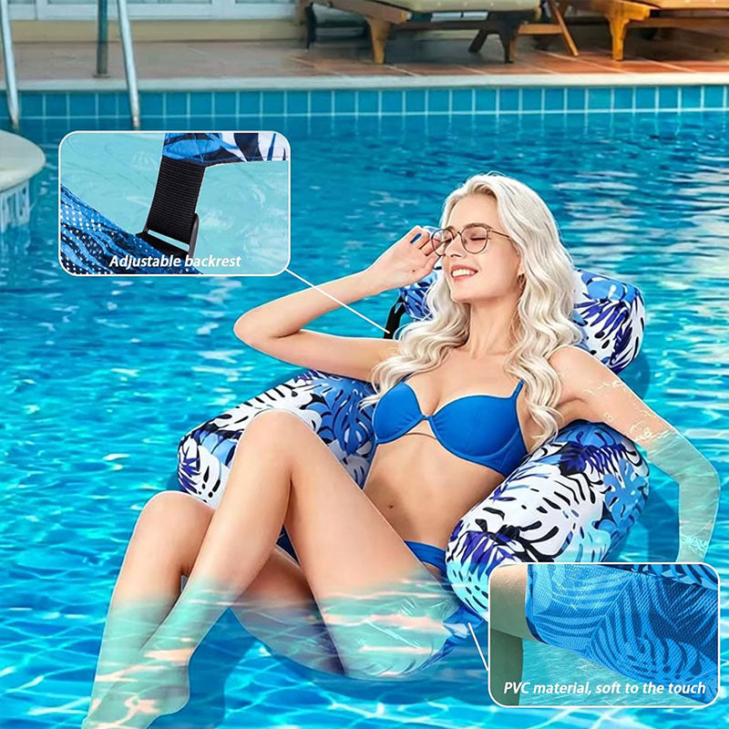 Heavy-Duty Inflatable Pool Hammock Chair, Foldable Floating Water Lounge Bed & Recliner for Adults