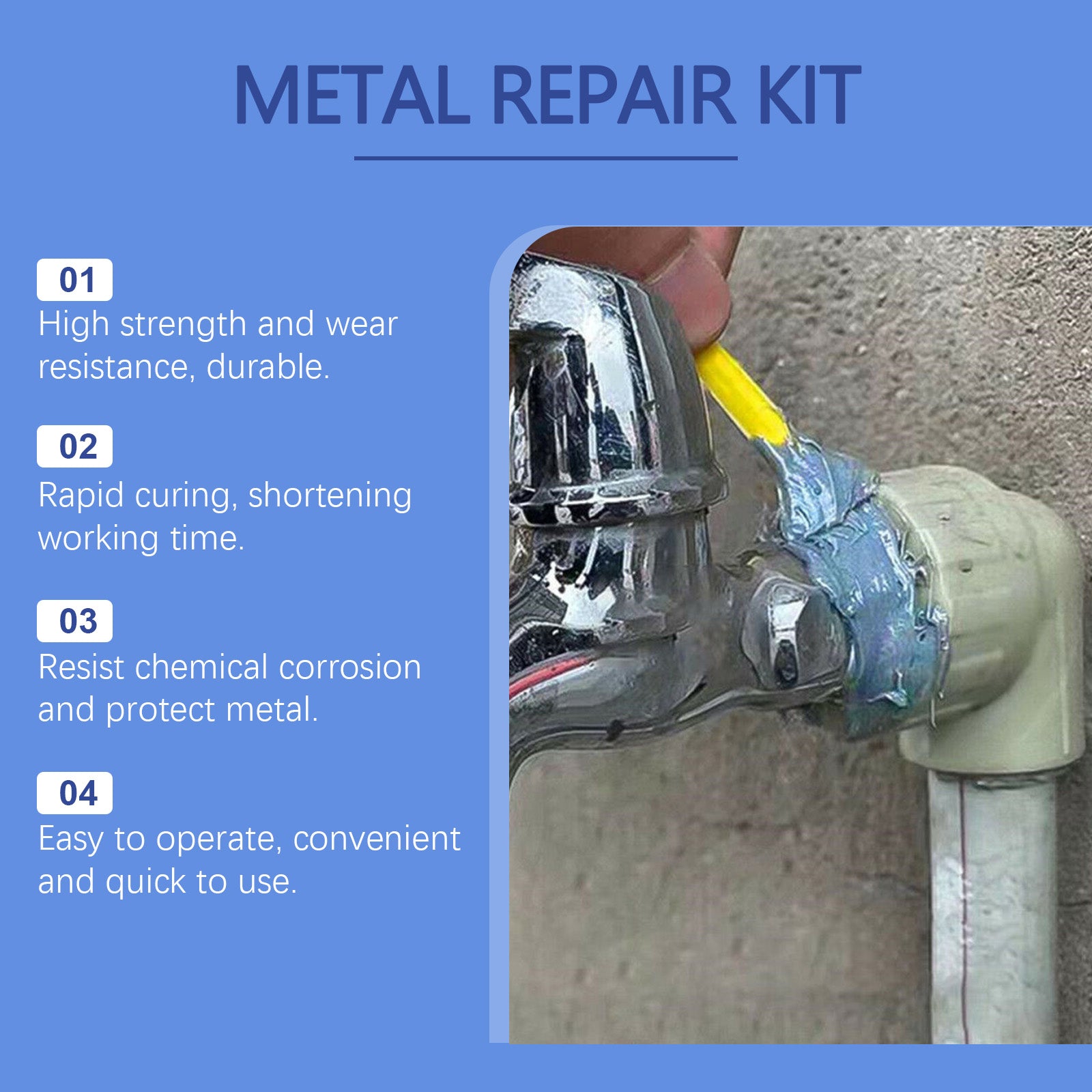 Jaysuing Metal Repair Glue 50g, Box Cast Iron Sealant Ab Glue Anti-Repair Agent For Leak Sealing And Metal Bonding