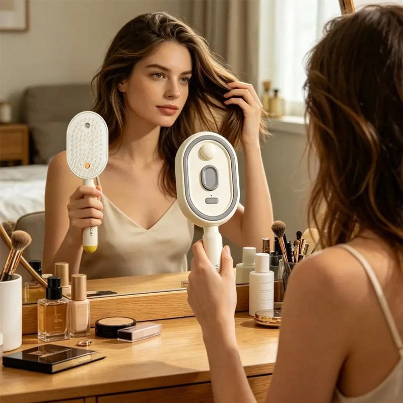 Electric Steam Hair Brush with Mist, Ionic Straightening Comb for Less Breakage & No Residue, Smooth Shiny Hair Styling Tool