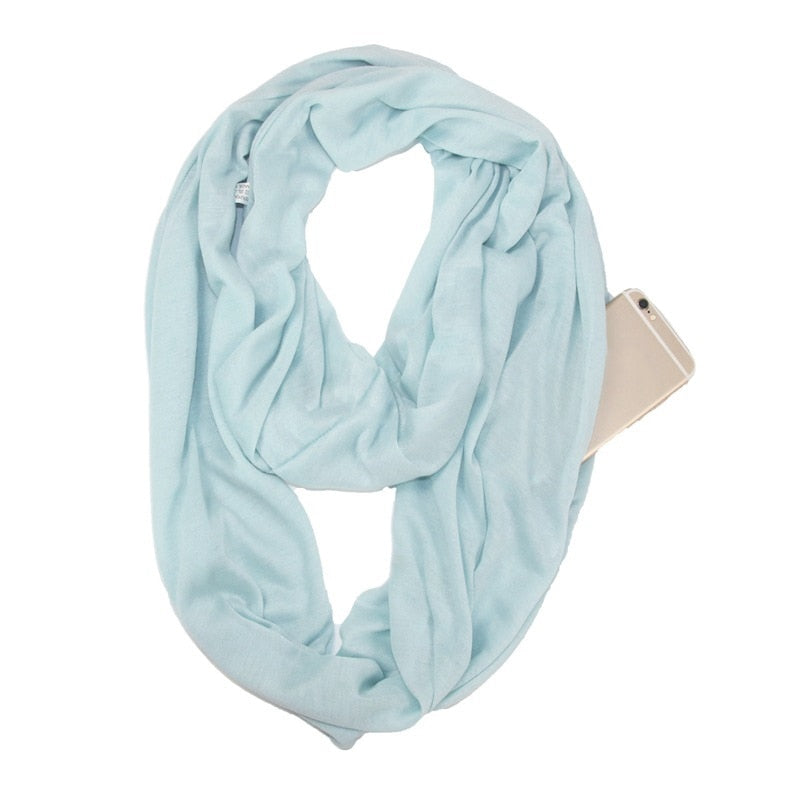 Unisex Loop Scarves for Women Girls Lightweight Convertible Infinity Scarf Wrap with Hidden Zipper Pocket Stretchy Travel Scarf