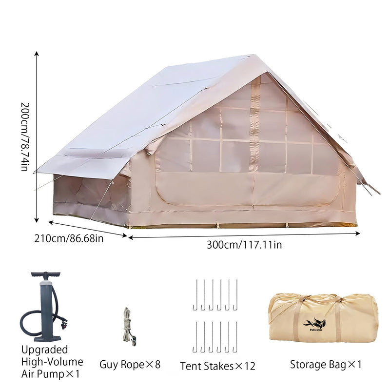 Large Inflatable Glamping Tent with Skylight, Breathable Mesh Air Tent for Summer Camping & Backpacking