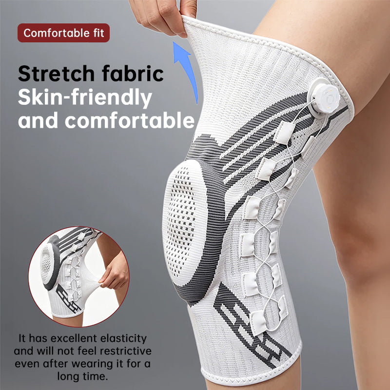 Adjustable Knob Knee Brace with Spring Support, Slim Shin Defender Basketball Knee Pads, Non-Slip Compression Sports Protector