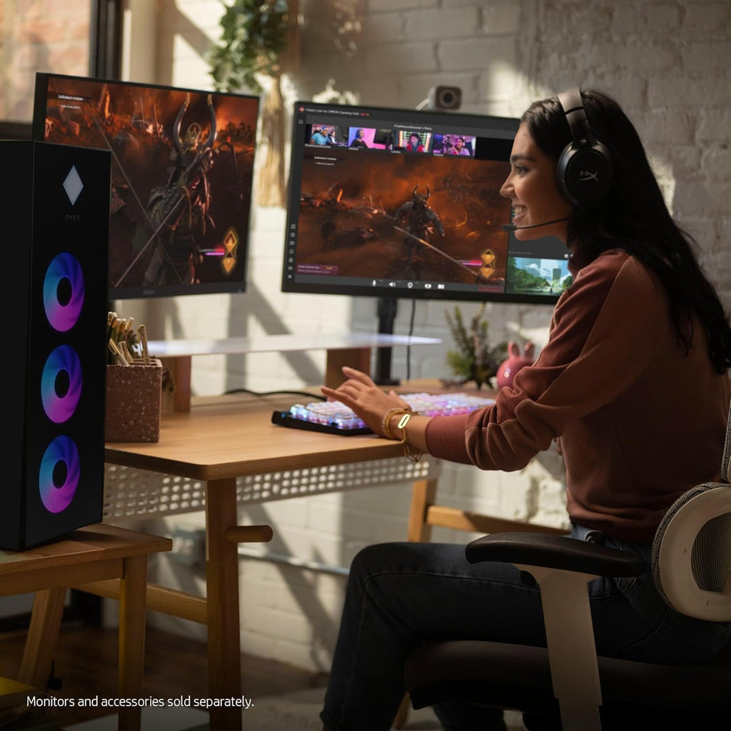 HP. OMEN 45L GT22 Gaming Desktop PC- Intel Core Ultra 9 285K up to 5.7 GHz Processor, 64GB DDR5 RAM, 2TB NVMe SSD, NVIDIA GeForce RTX 5070, Liquid Cooling, RGB Lighting, AI Copilot, Windows 11 Pro