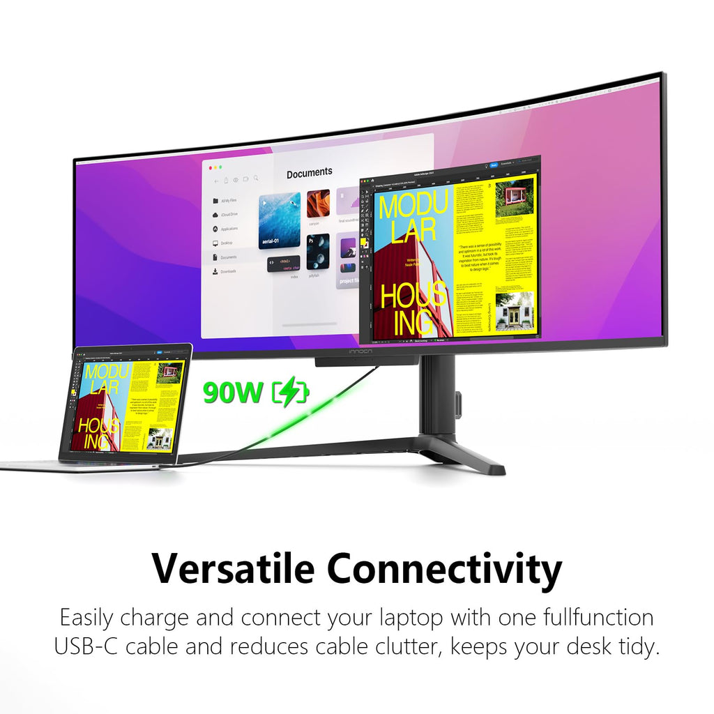 INNOCN 49" Curved Monitor Ultrawide Gaming 5K2K 120Hz 32:9 R1800-49C1R | 5120 x 1440P, 99% sRGB, HDR400, USB C, DisplayPort, HDMI, Built-in Speakers, Height/Tilt Adjustable