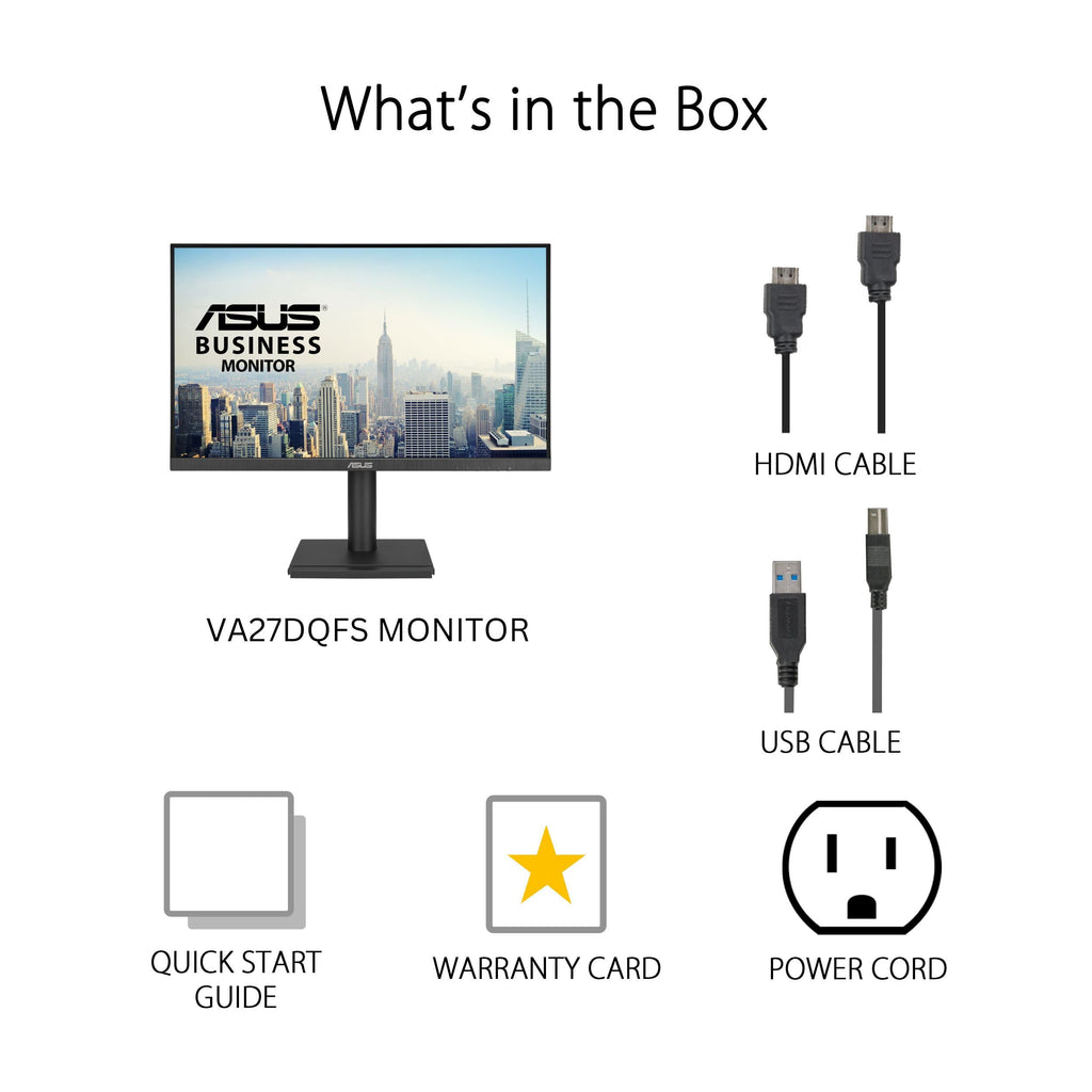 ASUS 27" Computer Monitor (VA279QG) - Full HD, IPS, 120Hz, 1ms MPRT, Adaptive-Sync, Eye Care, Low Blue Light, Flicker Free, HDMI, DisplayPort, VGA, Speakers, VESA Mountable, 99% sRGB, 3yr Warranty