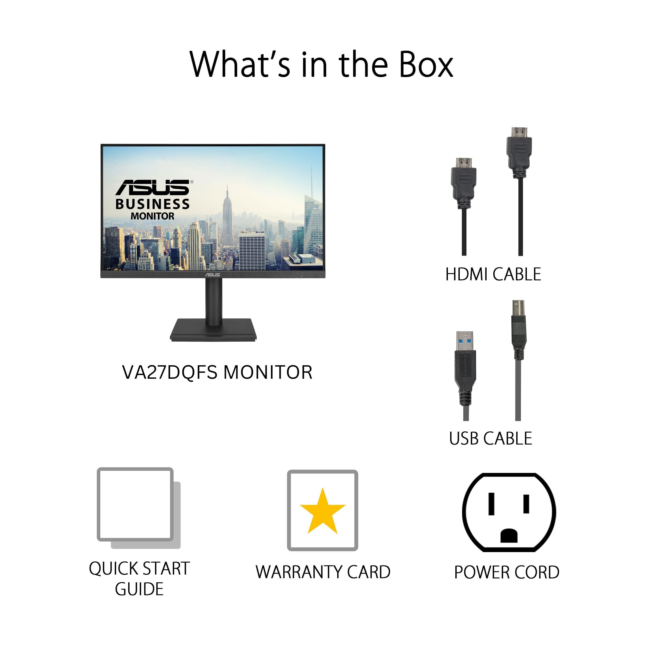 ASUS 27" Computer Monitor (VA279QG) - Full HD, IPS, 120Hz, 1ms MPRT, Adaptive-Sync, Eye Care, Low Blue Light, Flicker Free, HDMI, DisplayPort, VGA, Speakers, VESA Mountable, 99% sRGB, 3yr Warranty