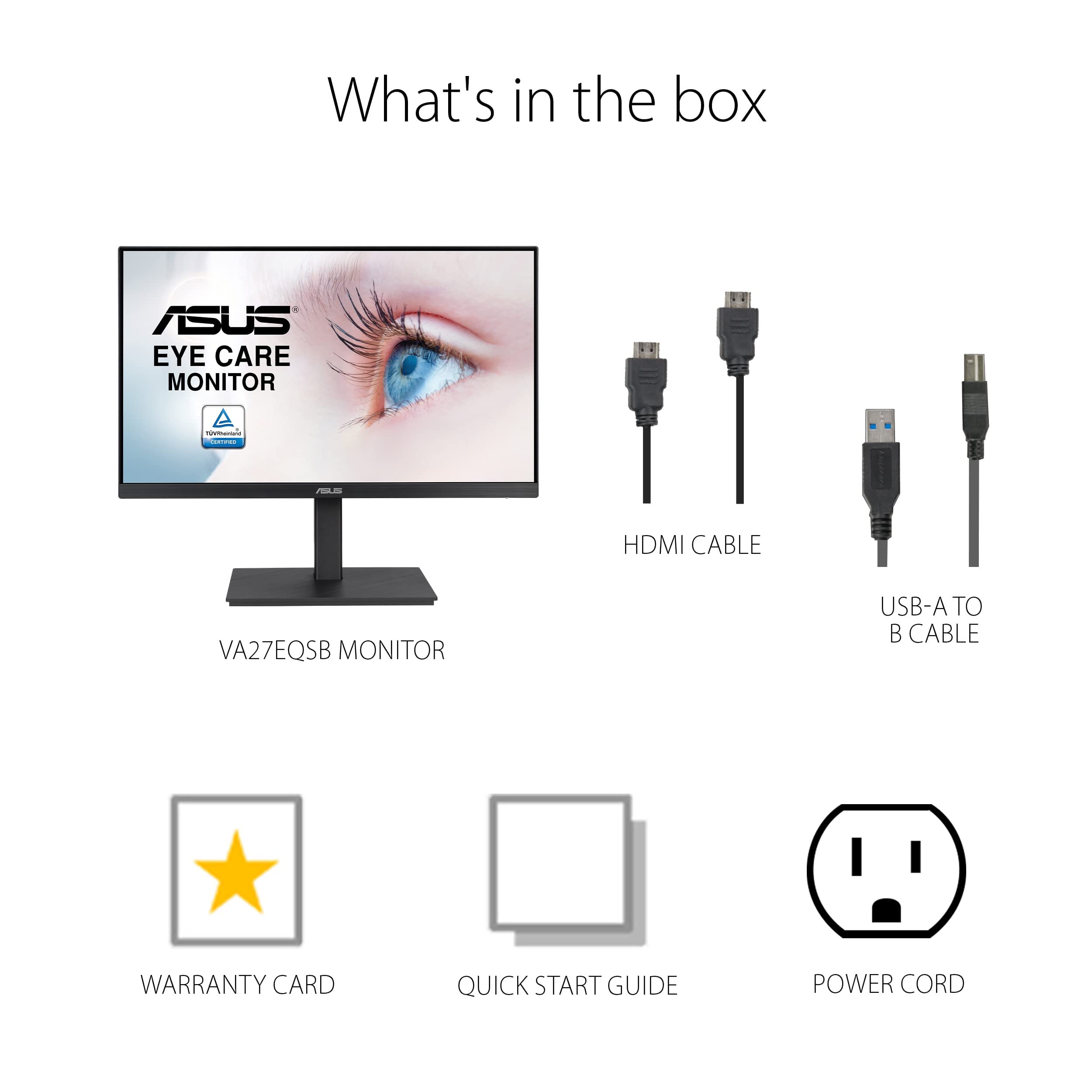 ASUS 27" Computer Monitor (VA279QG) - Full HD, IPS, 120Hz, 1ms MPRT, Adaptive-Sync, Eye Care, Low Blue Light, Flicker Free, HDMI, DisplayPort, VGA, Speakers, VESA Mountable, 99% sRGB, 3yr Warranty