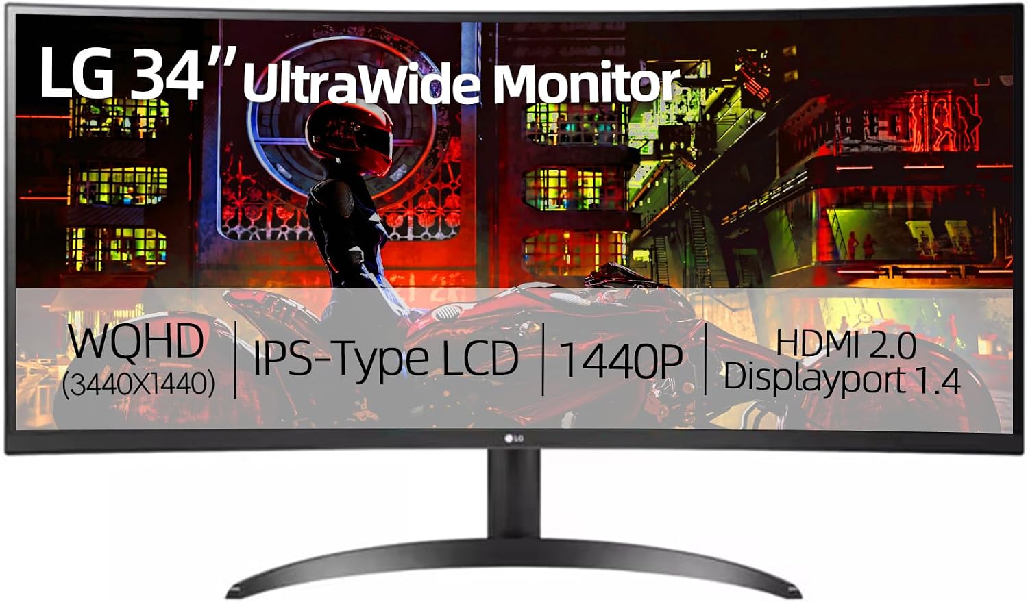 LG 34" UltraWide Monitor, IPS Display, WFHD(2560 x 1080), 100Hz, 5ms, HDR 400, sRGB 99%, HDMI DisplayPort, VESA Mount, Tilt Stand, Built for Multitasking & Productivity