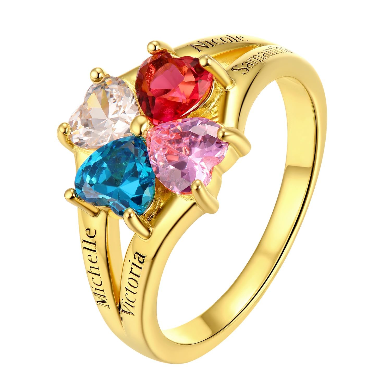 Custom4U Personalized Birthstone Rings for Women Promise Rings for Her | Sterling Silver Mothers Ring Customized Cubic Zirconia Wedding/Valentine's Day/Mother's Day Jewelry Gift for Mom Wife
