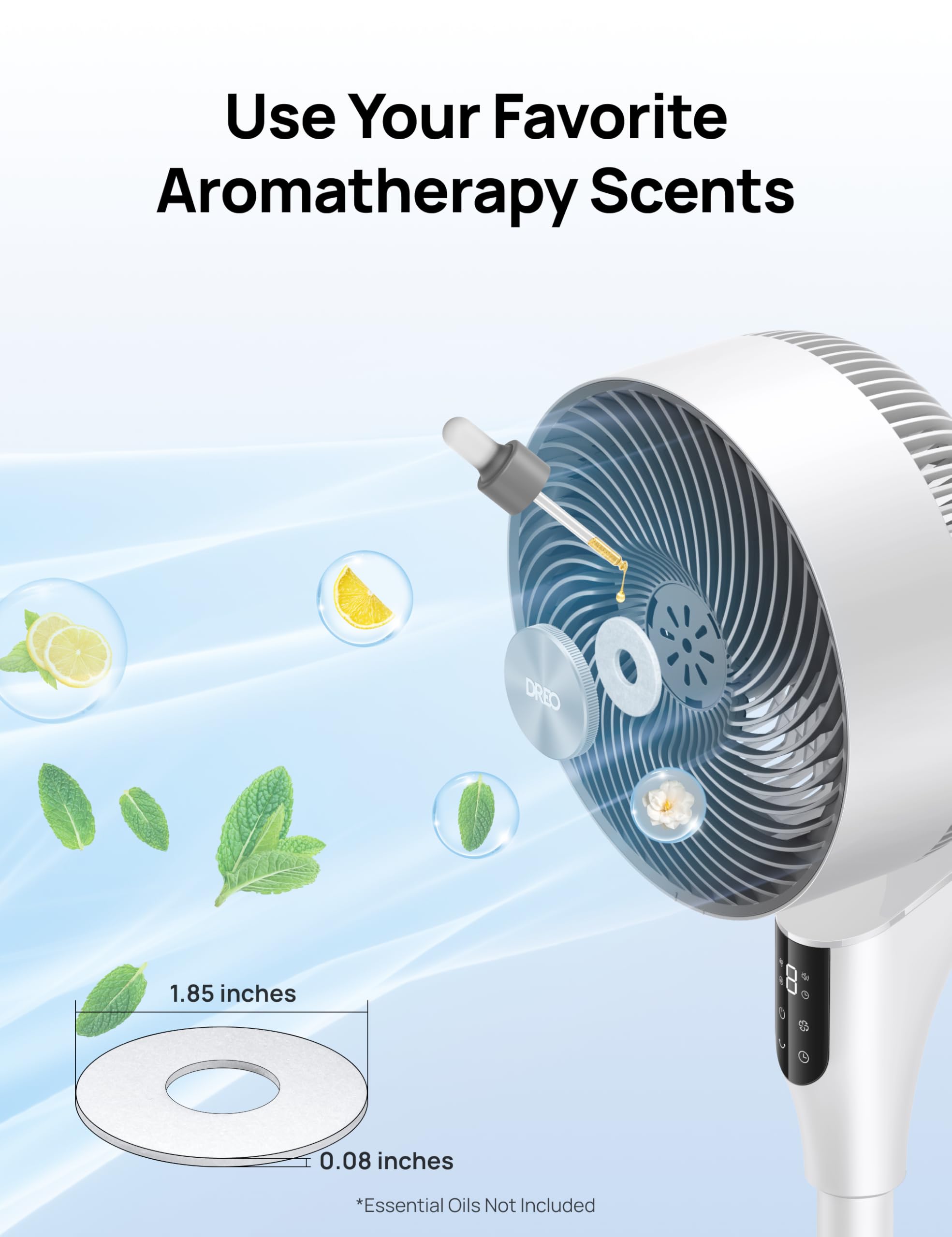 DREO Fan for Bedroom, 2026 Upgraded, 90ft Airflow, 20dB Quiet Fan, 90° Oscillating Standing Fan for Whole Room, DC Motor, 8+H Speeds, 3 Modes, 38-42'' Adjustable Height, 8H Timer, 105° Manual Vertical