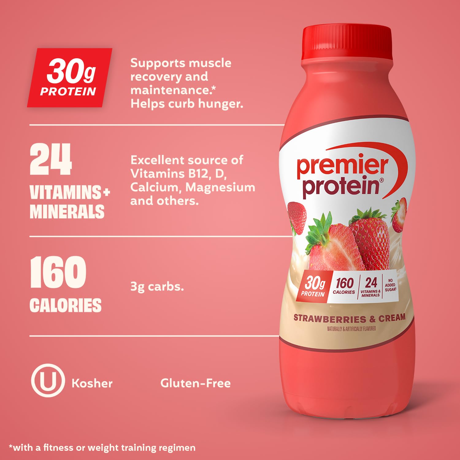 Premier Protein 30g High Protein Shake, Caramel, 12 Pack | 160 Calories, 24 Vitamins & Minerals, No Added Sugar, Supports Muscle Health, Gluten-Free, 11.5 oz