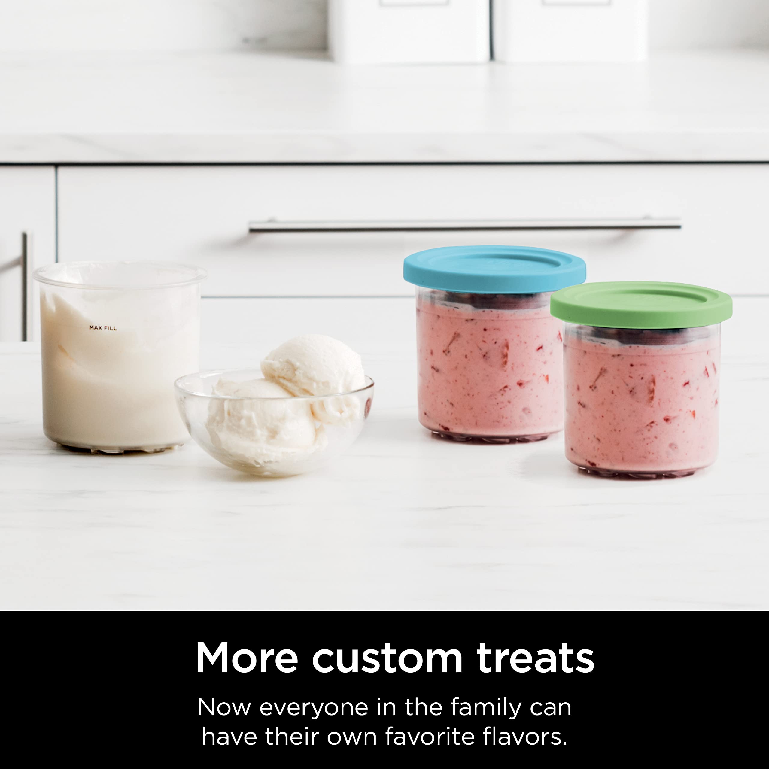 Ninja® CREAMi® 7-in-1 Ice Cream Maker, Ice Cream, Gelato & more, NC299AMZ | Ninja CREAMi transforms frozen bases into ice cream, sorbet and milkshakes at a button touch, from healthy to indulgent.