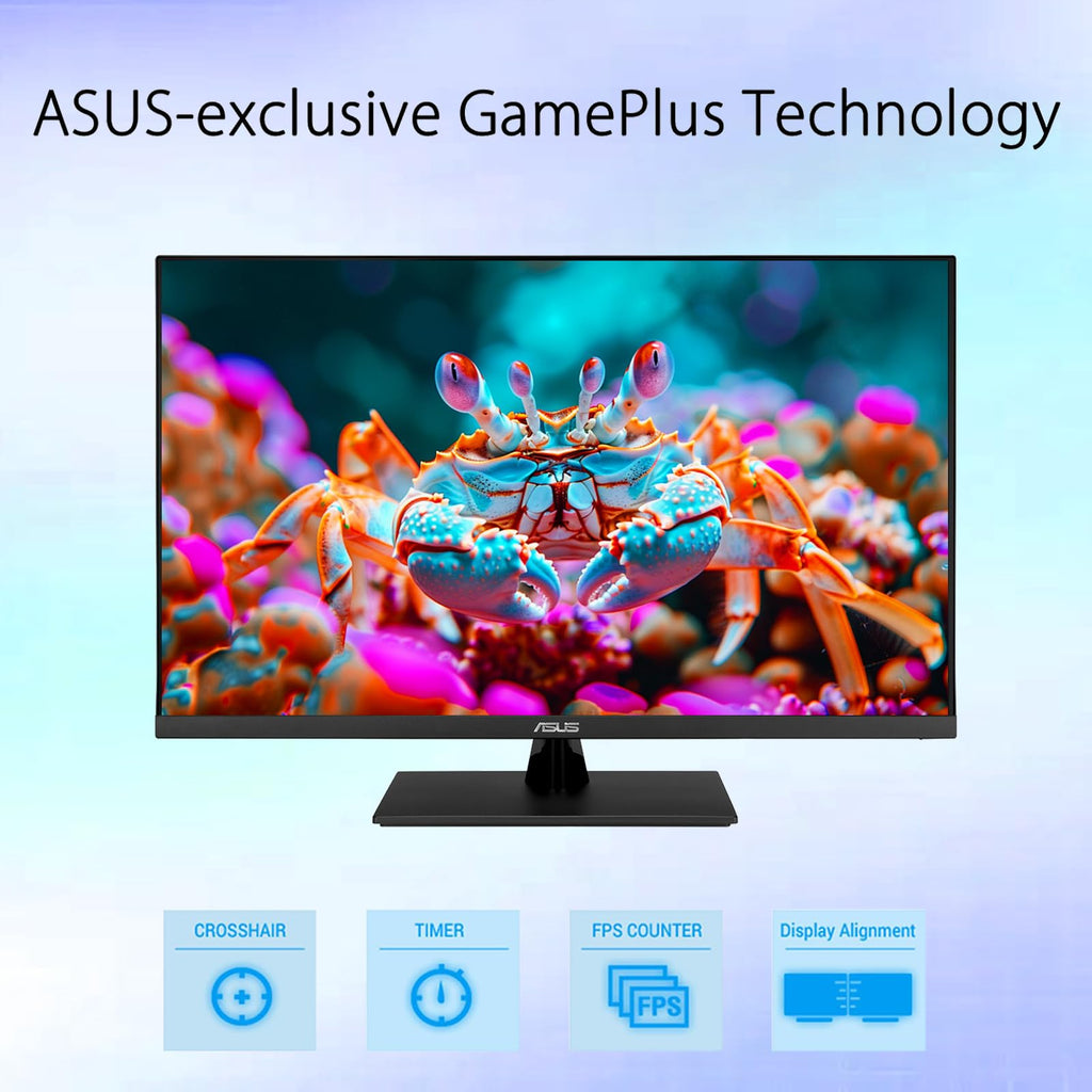 ASUS TUF 24" Gaming Monitor, FHD 1080p, Fast IPS, 240Hz, 0.3ms, AMD FreeSync Premium, G-SYNC Compatible, 99% sRGB, ELMB Sync, Eye Care, DisplayPort, HDMI, VESA Mount, Tilt Adjustment, Black