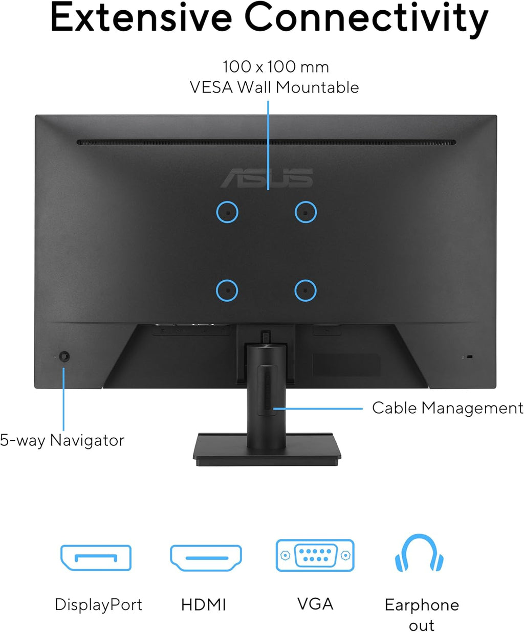 ASUS 27" Computer Monitor (VA279QG) - Full HD, IPS, 120Hz, 1ms MPRT, Adaptive-Sync, Eye Care, Low Blue Light, Flicker Free, HDMI, DisplayPort, VGA, Speakers, VESA Mountable, 99% sRGB, 3yr Warranty