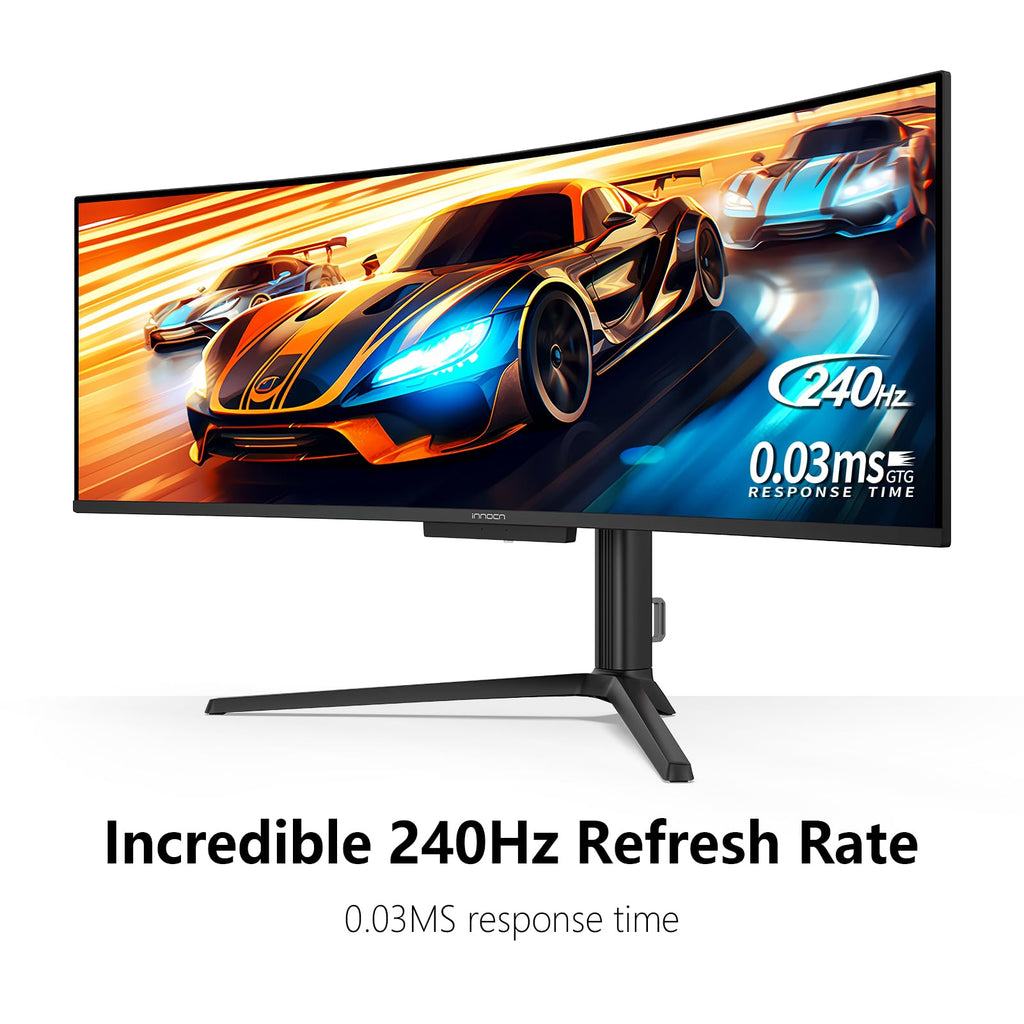 INNOCN 49" Curved Monitor Ultrawide Gaming 5K2K 120Hz 32:9 R1800-49C1R | 5120 x 1440P, 99% sRGB, HDR400, USB C, DisplayPort, HDMI, Built-in Speakers, Height/Tilt Adjustable