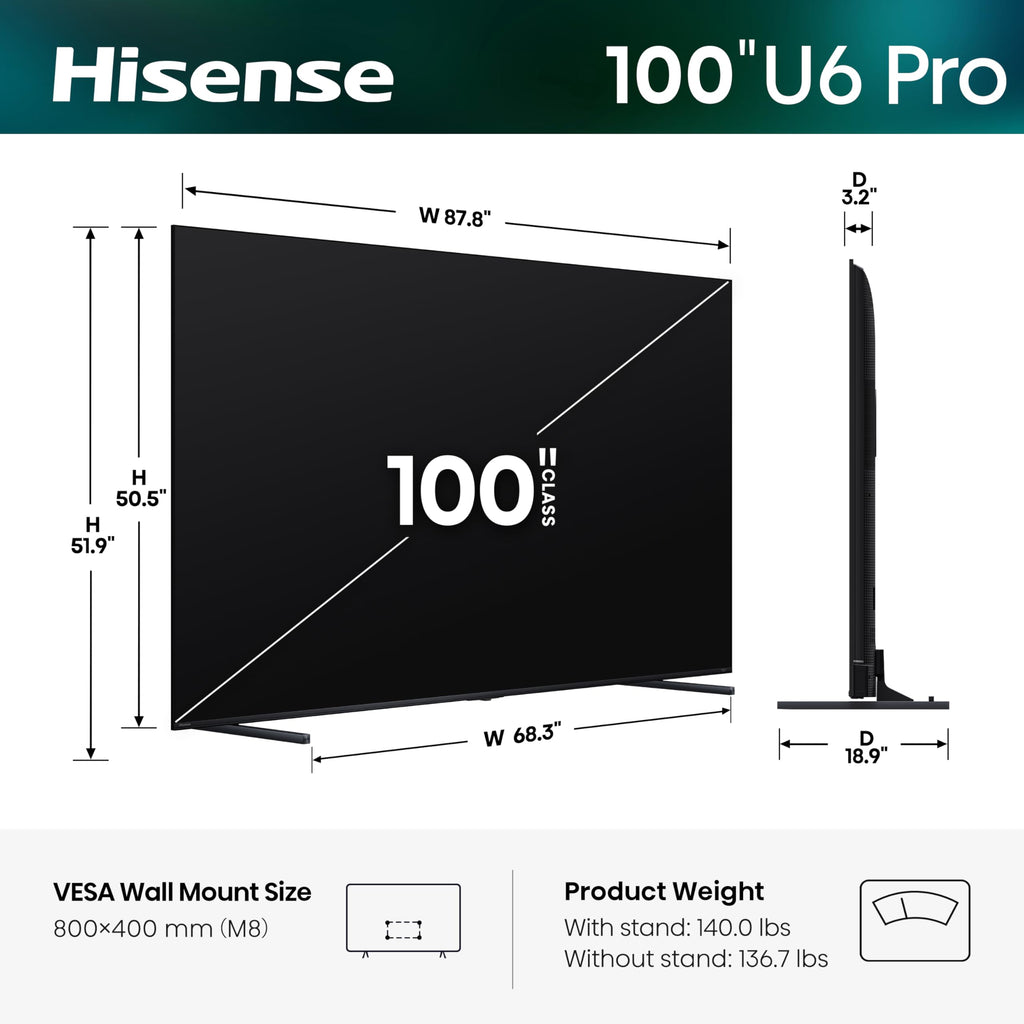 Hisense 75" U6 Pro Series Mini‑LED ULED 4K UHD HDR Gaming AI Smart Fire TV (75U6SF Pro, 2026 New) – Hi-QLED, Native 144Hz, Motion Rate 480, Dolby Vision IQ · Atmos, HDR10+, Glare-Free, Alexa+