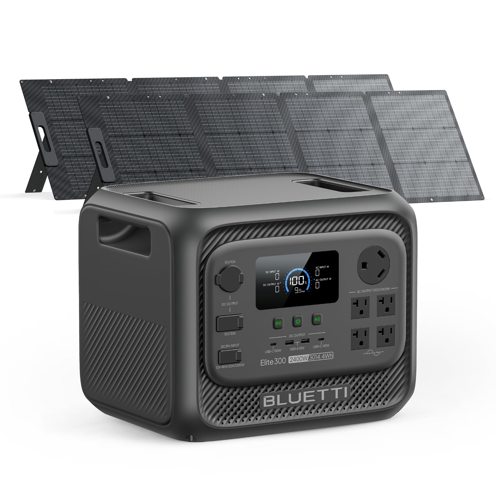 BLUETTI Solar Generator Elite 300 with 350W Solar Panel Included, 3014.4Wh | 2400W (4800W Surge), Smallest 3kWh, LFP Portable Power Station for RV, Home Backup, Outage, w/ TT-30 RV Port & 12V/30A DC