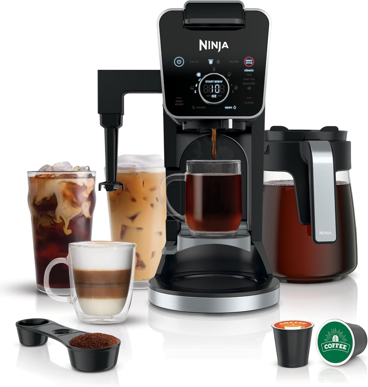Ninja Specialty Drip Coffee Maker, DualBrew Pro, Black, CFP301 | Coffee Machine w/ Frother, Paper Filter, Brew with Pods & Grounds, K Cups Compatible, 4 Brew Styles, 13 Cup to Pot Sizes