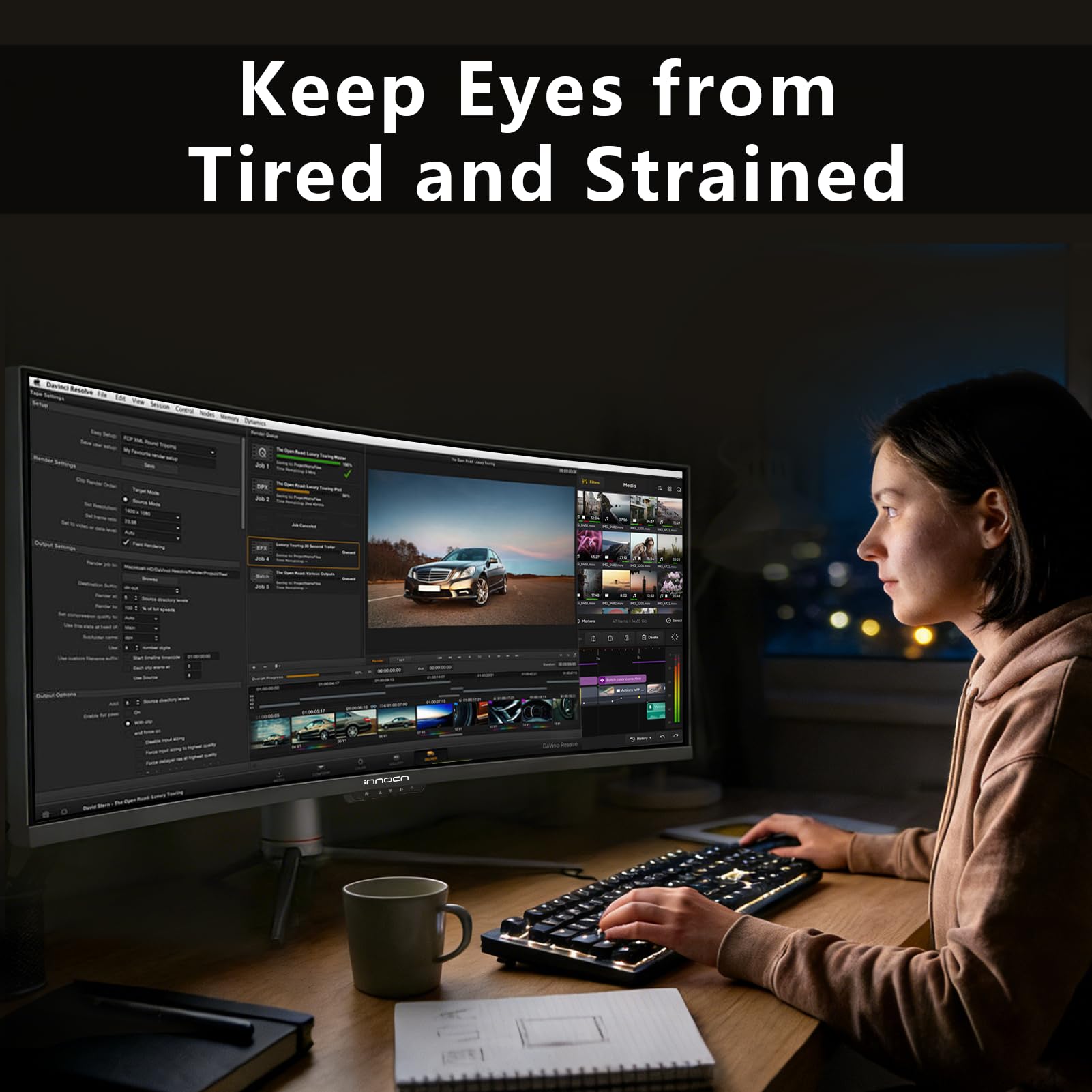 INNOCN 49" Curved Monitor Ultrawide Gaming 5K2K 120Hz 32:9 R1800-49C1R | 5120 x 1440P, 99% sRGB, HDR400, USB C, DisplayPort, HDMI, Built-in Speakers, Height/Tilt Adjustable