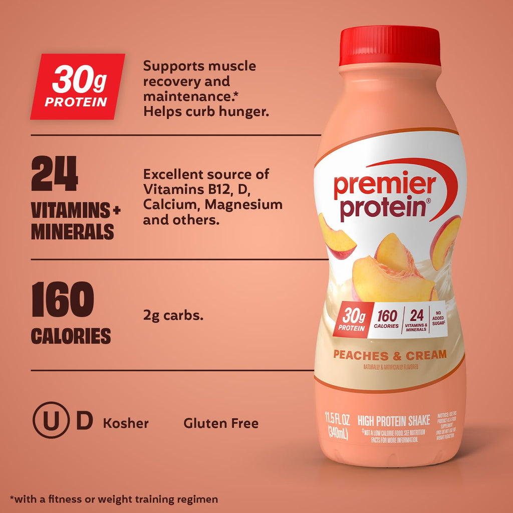Premier Protein 30g High Protein Shake, Caramel, 12 Pack | 160 Calories, 24 Vitamins & Minerals, No Added Sugar, Supports Muscle Health, Gluten-Free, 11.5 oz