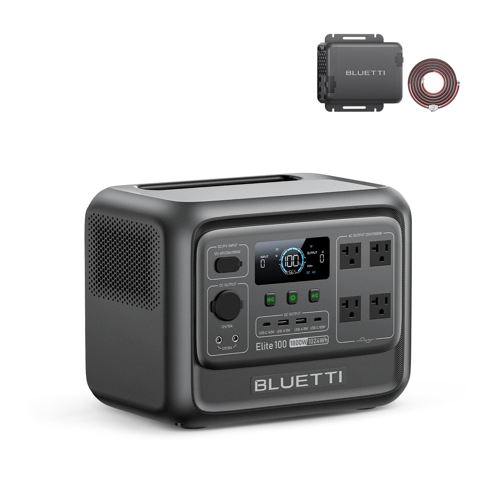 BLUETTI Solar Generator Elite 100 V2 with 200W Solar Panel Included, 1024Wh | 1800W AC Outlets (3600W Surge), 70 Min Fast Charging, 10ms UPS, Portable Power Station for Camping, Emergency, Road Trip