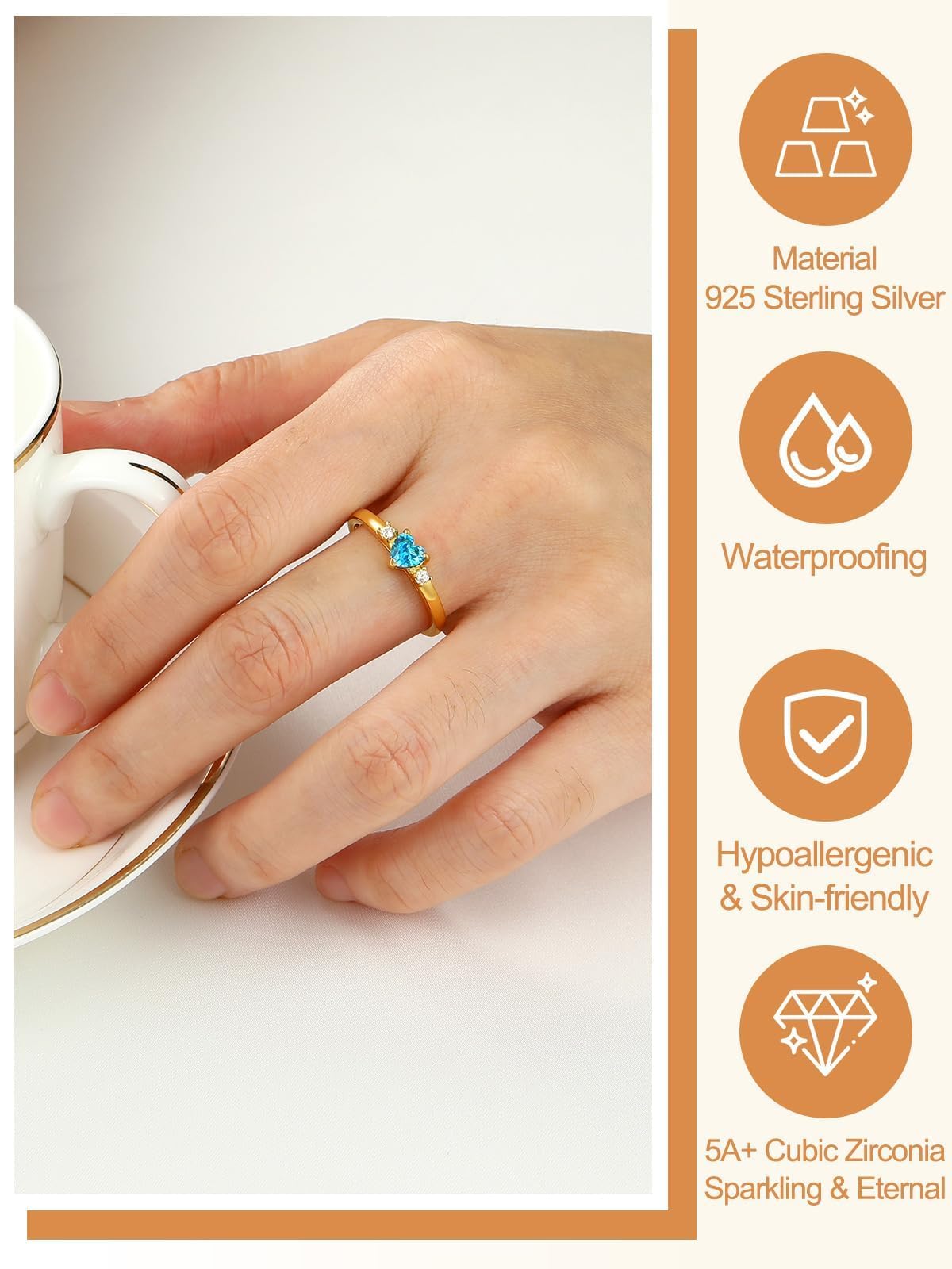 Custom4U Personalized Birthstone Rings for Women Promise Rings for Her | Sterling Silver Mothers Ring Customized Cubic Zirconia Wedding/Valentine's Day/Mother's Day Jewelry Gift for Mom Wife
