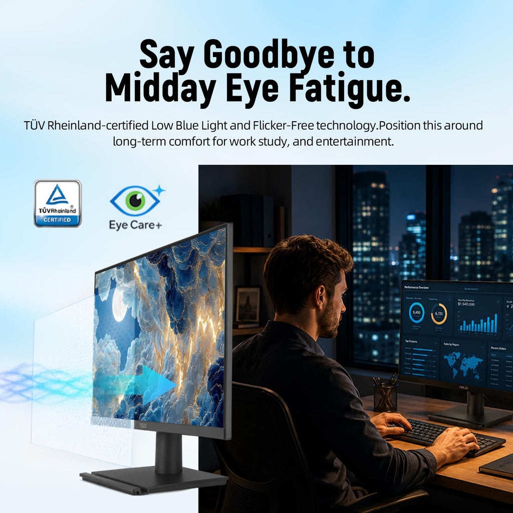 ASUS TUF 24" Gaming Monitor, FHD 1080p, Fast IPS, 240Hz, 0.3ms, AMD FreeSync Premium, G-SYNC Compatible, 99% sRGB, ELMB Sync, Eye Care, DisplayPort, HDMI, VESA Mount, Tilt Adjustment, Black