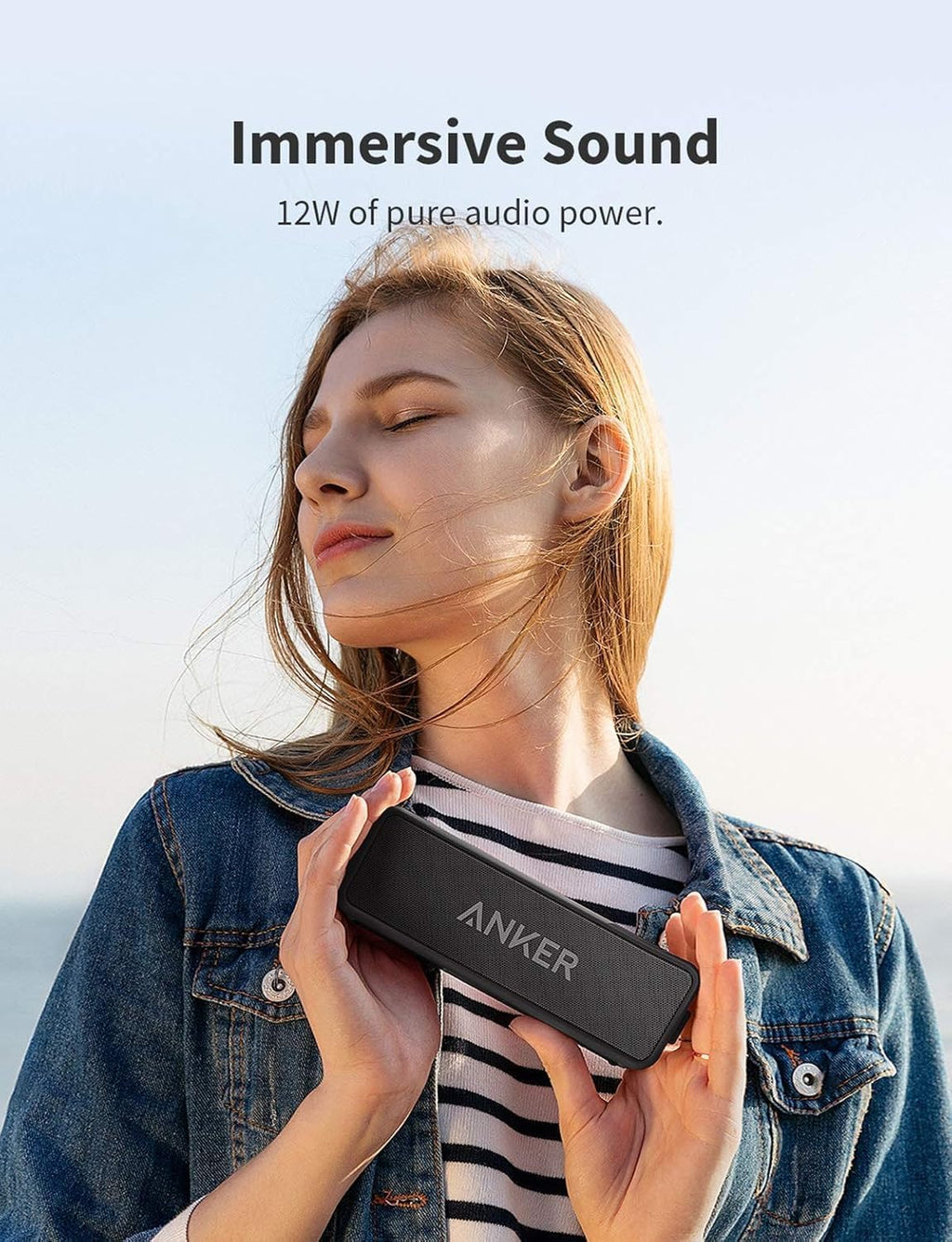 Anker soundcore 2 Portable Bluetooth Speaker, Stereo Sound, IPX7 | BassUp, 24H Playtime, Bluetooth 5, Wireless Speaker for Home, Outdoors, Travel