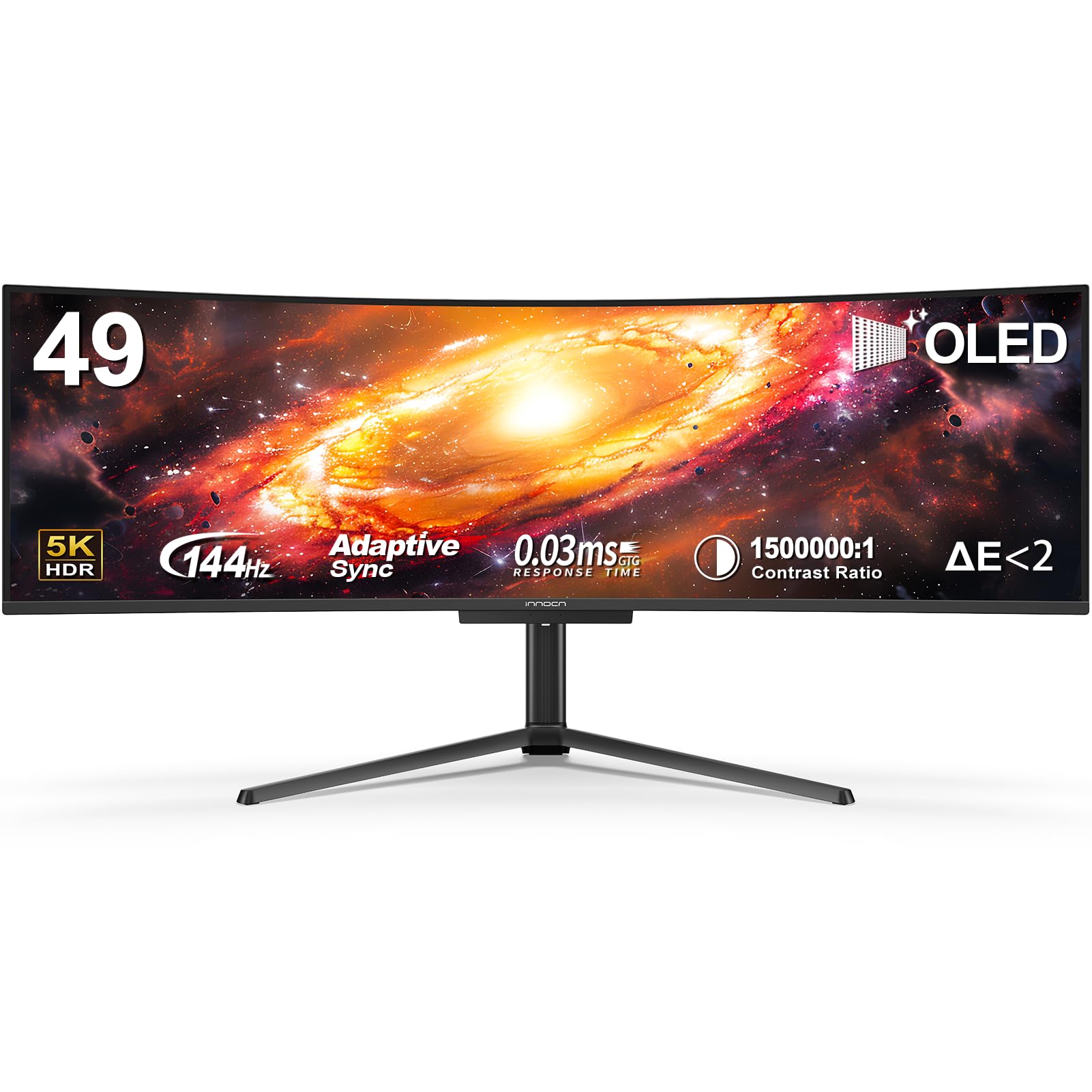 INNOCN 49" Curved Monitor Ultrawide Gaming 5K2K 120Hz 32:9 R1800-49C1R | 5120 x 1440P, 99% sRGB, HDR400, USB C, DisplayPort, HDMI, Built-in Speakers, Height/Tilt Adjustable
