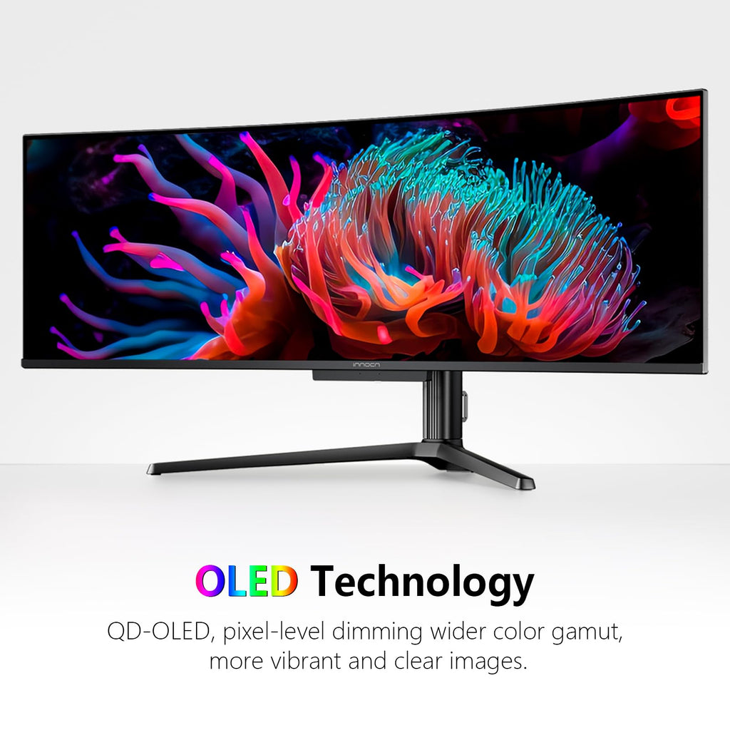 INNOCN 49" Curved Monitor Ultrawide Gaming 5K2K 120Hz 32:9 R1800-49C1R | 5120 x 1440P, 99% sRGB, HDR400, USB C, DisplayPort, HDMI, Built-in Speakers, Height/Tilt Adjustable