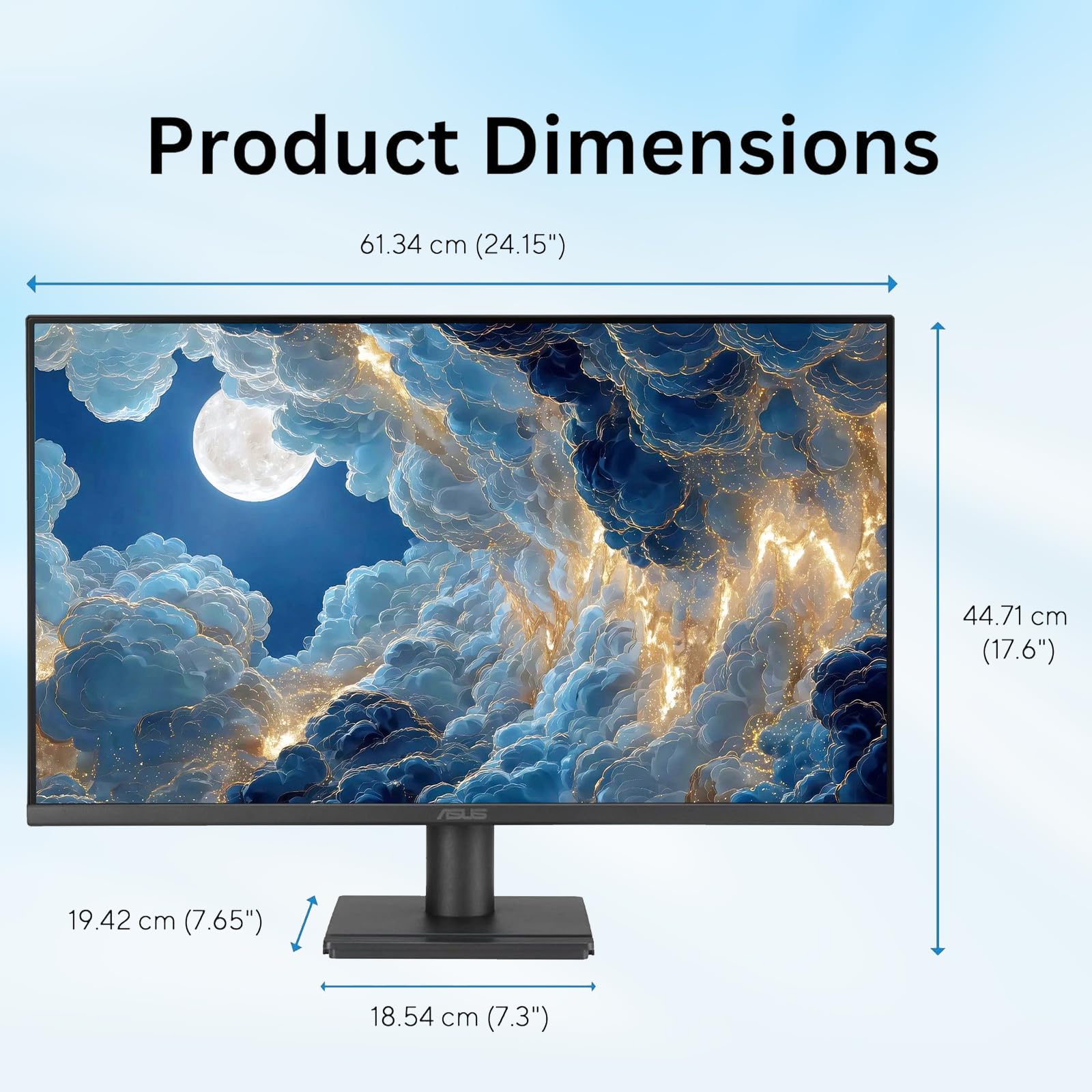 ASUS TUF 24" Gaming Monitor, FHD 1080p, Fast IPS, 240Hz, 0.3ms, AMD FreeSync Premium, G-SYNC Compatible, 99% sRGB, ELMB Sync, Eye Care, DisplayPort, HDMI, VESA Mount, Tilt Adjustment, Black