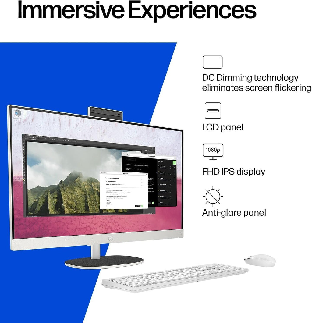 HP 27 AIO Desktop Computer 27" FHD IPS Anti-Glare Touchscreen (99% sRGB) AMD 8-core Ryzen AI 7 350 (Up to 50 NPU Tops) 32GB RAM 2TB SSD for Creator Designer Business Professional Work Win11 ICP Hub